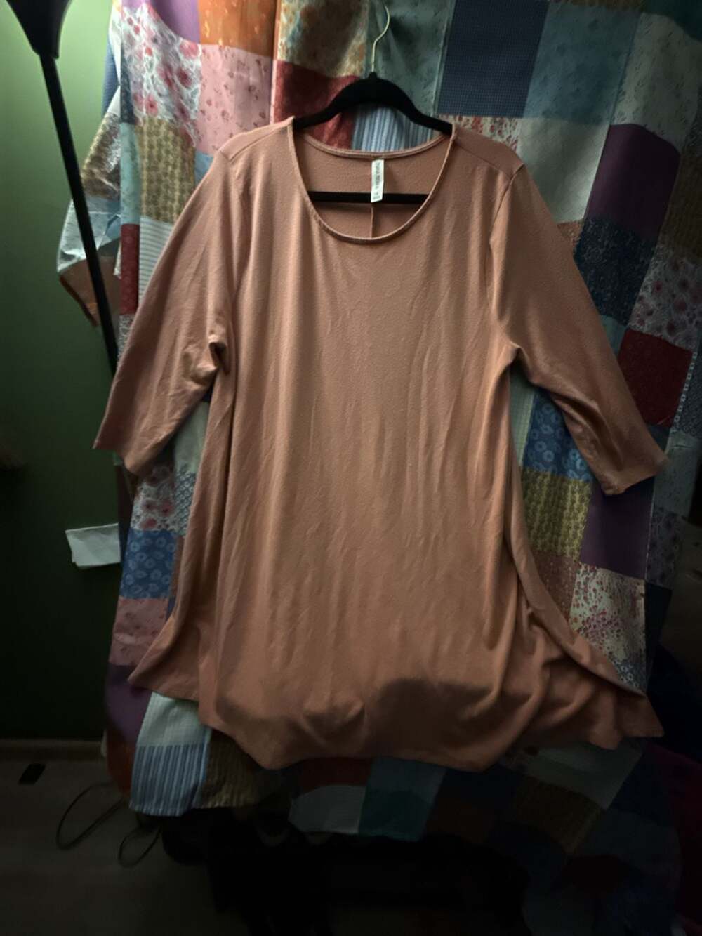 Zenana Premium Peach 3/4 Sleeve Scoop Neck A-Line Tunic Plus Size 1X
